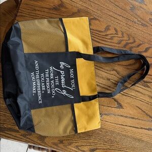 Yellow and Black Tote Bag with Inspirational Quote